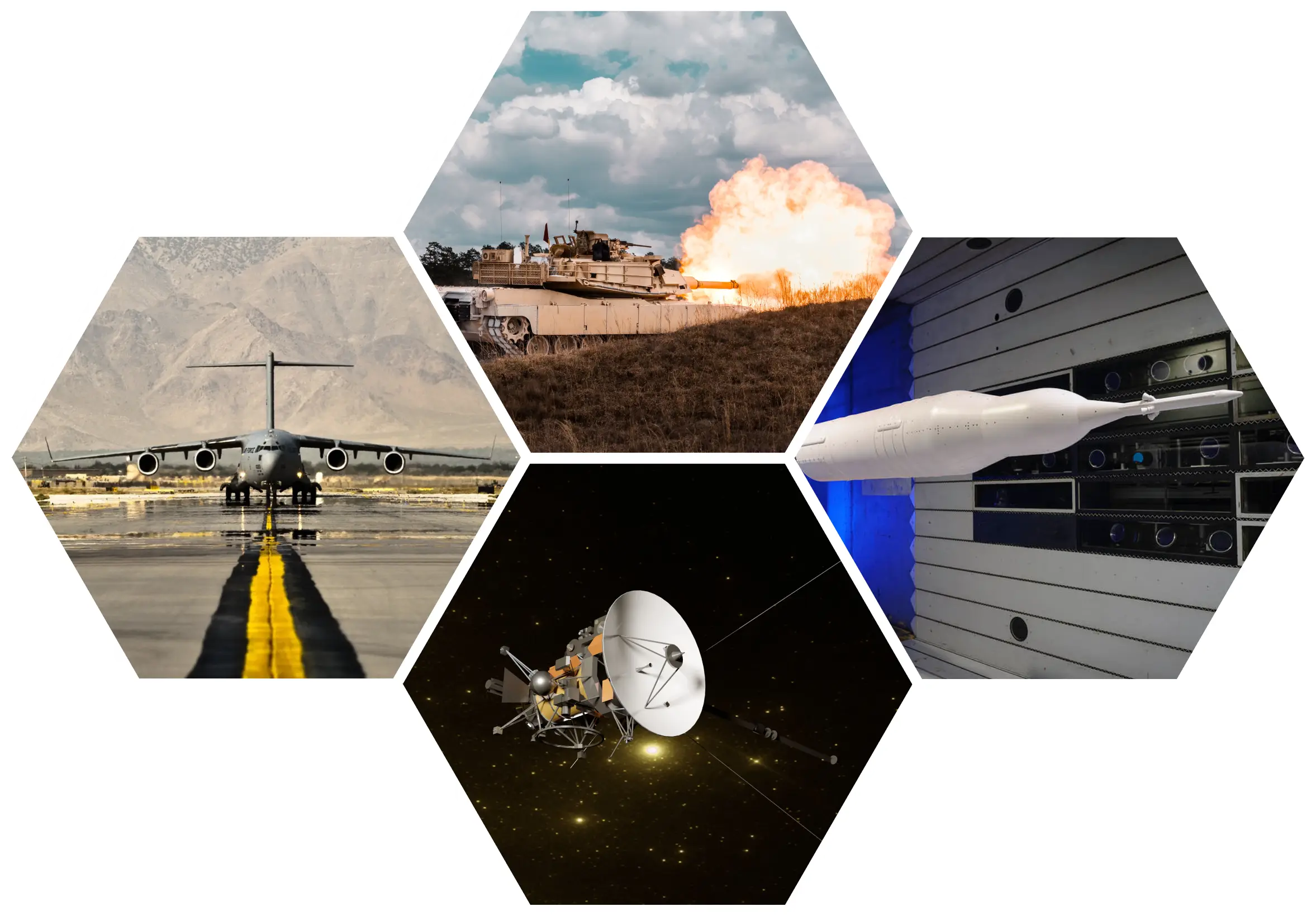 Military and aerospace testing applications image collage